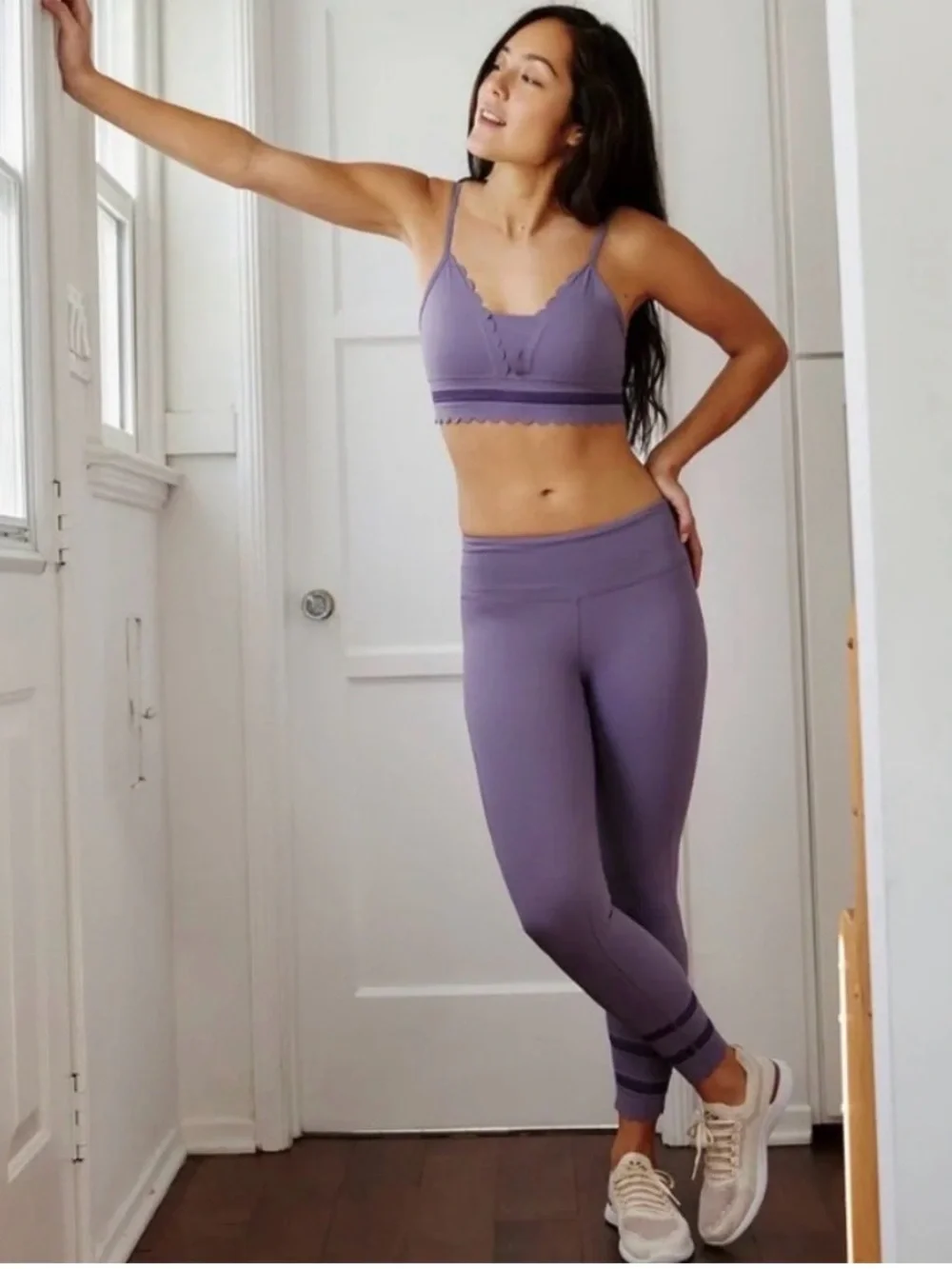 Free People Movement Genesis Scallop Eyelet Hem Leggings and Bra Set